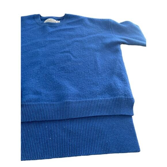 Tory Sport Womens Pullover Crewneck Sweater Rib Trim Knit Blue High Low Medium - Picture 7 of 16